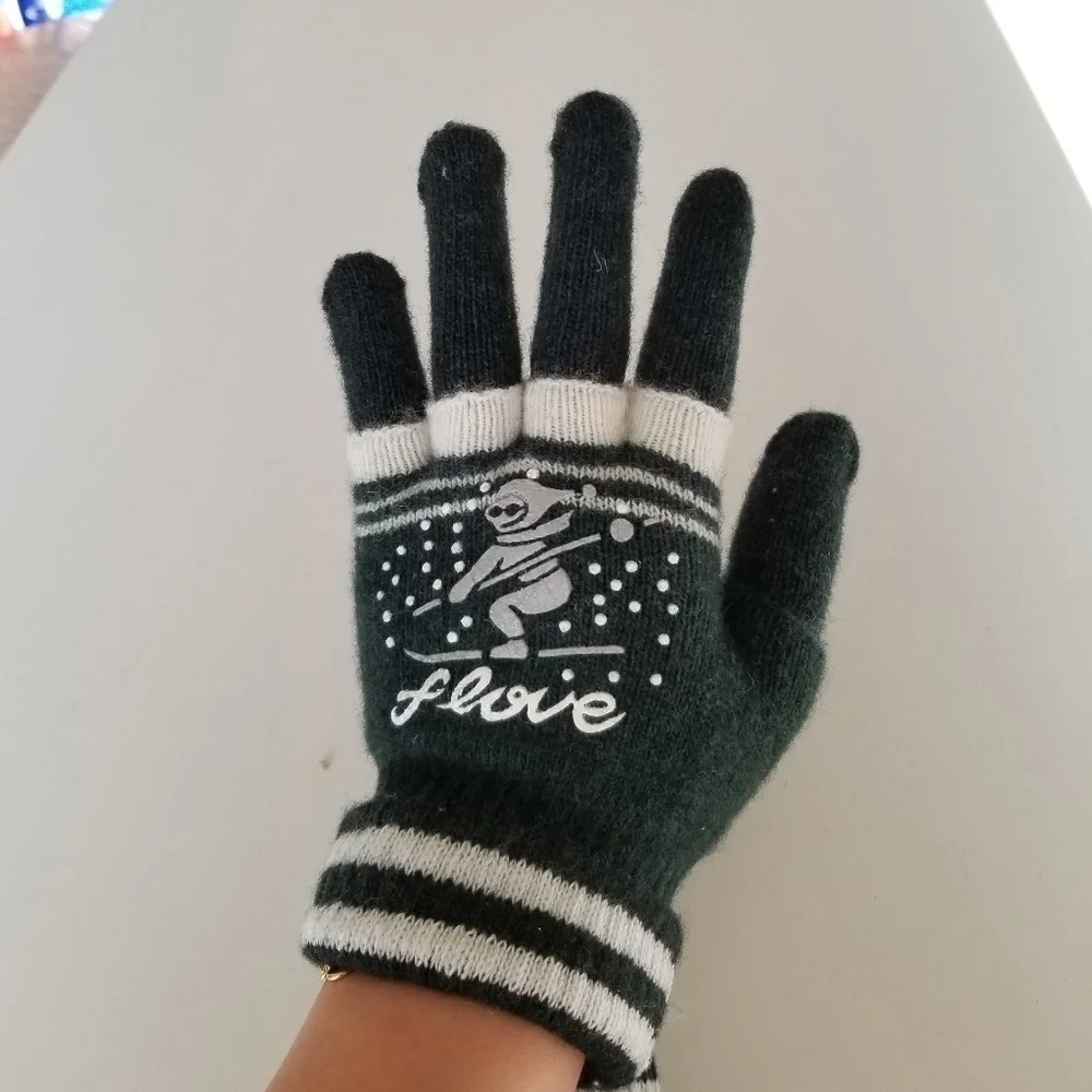 Set of 3 New Dark Green Double Layered 2 in 1 Wool Blend Cozy Warm Gloves
